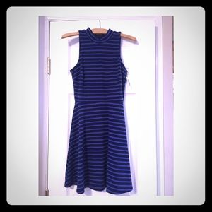 Blue striped cotton stretch dress
